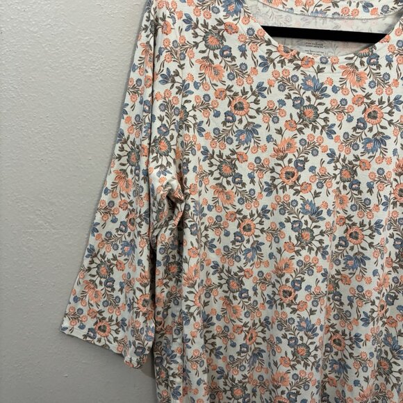 J Jill Pima Cotton 3/4 Sleeve Scoop Neck Tee Floral Size 2X - Picture 3 of 9